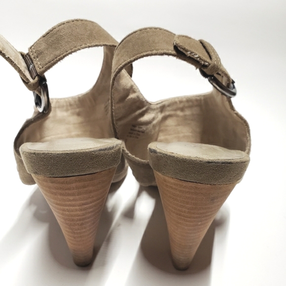 Seychelles Suede Leather Peep Toe Heel size 10 women's Stacked high heels - Picture 8 of 12